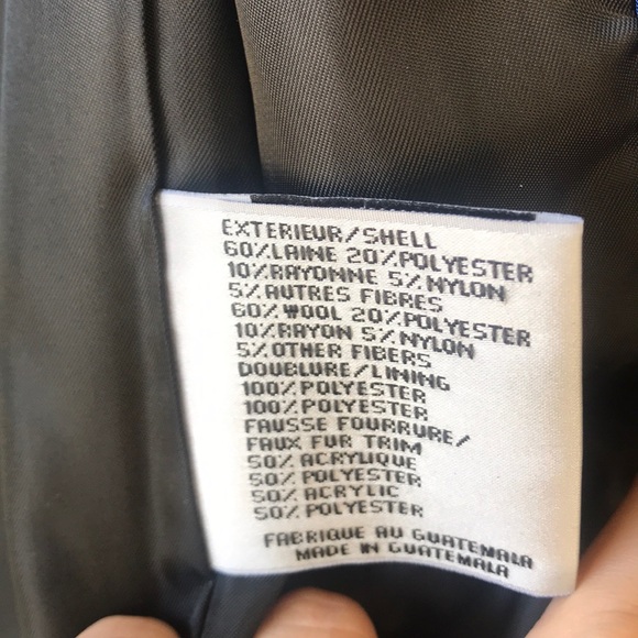 DKNY Black Faux Fur Collar Wool Coat - Picture 6 of 7